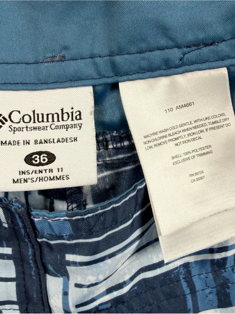Columbia Mens Board Shorts 36 Surf Cargo Zip Pocket Blue 11 Inseam AM4661